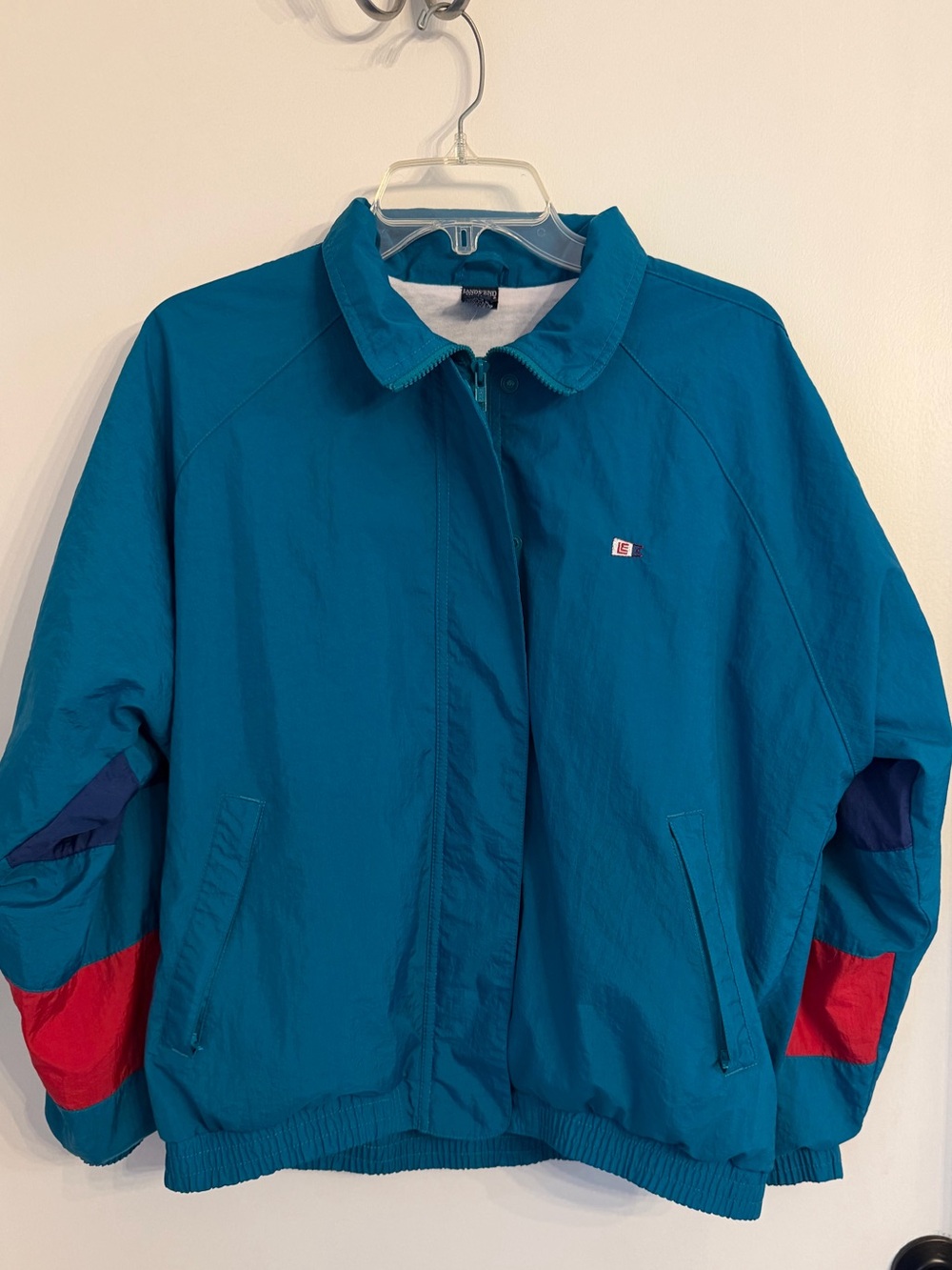Lands' End Teal Zip-Front Women's Jacket Coat Windbreaker Vintage Medium